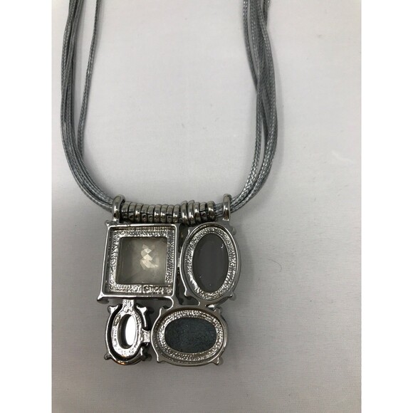 CHICO'S MultiStrand Pendant Necklace Silver Tone Clear Crystal Translucent Glass - Picture 7 of 10